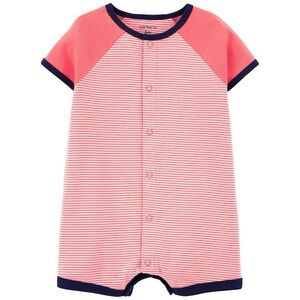 3/$10 🛒🛍️ Carter's Baby Boy Carter's Shark Snap-Up Romper Coral & White Size 6 M